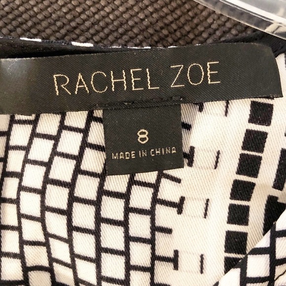 Rachel Zoe silk white black geometric top. 8. EUC. - Picture 6 of 8